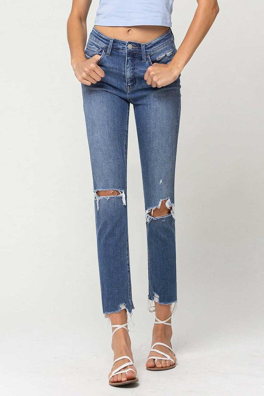 High Rise Slim Straight Jeans