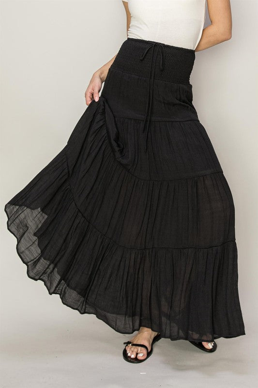 Black Tiered Maxi Skirt